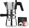 Bincoo 120ML/2 Cup Stovetop Espresso Maker Double Valve Moka Pot with Thermostat Extractor,Italian Espresso Moka Pot with Powder Dispenser and Filter Paper for Home,Silver by Bincoo