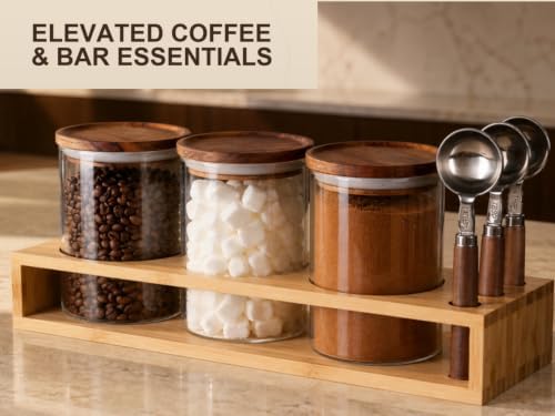 KKC HOME ACCNETS Glass Coffee Jar Set with Spoon Holder-3x25oz - Image 2