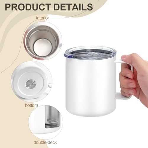 YOUKE OLA 32 Pack Stainless Steel Insulated Coffee Mug Bulk with Handle & Lids, 12oz Vacuum Insulated Double Wall Travel Mug for Hot and Cold Drinks Home Office Car, 16 Colors - Image 3