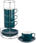8 Ounce Stackable Cappuccino Cups with Saucers and Metal Stand by CHILDIKE