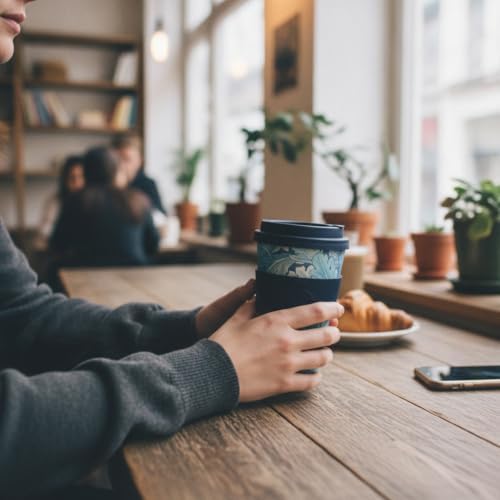 Ecoffee Cup 14oz (400ml) William Morris Reusable Coffee Cup – PLA Plant-Based Travel Mug with Silicone Lid, Melamine Free & Dishwasher Safe – Acanthus - Image 7
