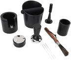 Coffee Tamper Mat 53mm Espresso Tamping Station Pad with Knock Box Slot Silicone and Wood Non Slip Base for Barista Home Kitchen Countertop (Black) - Image 7