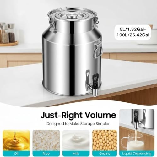 Stainless Steel Milk Can Milk Bucket, Wine Pail Bucket with Spigot - Image 3