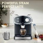 20 Bar Espresso Machine for Home, Professional Compact Espresso Maker with Milk Frother Steam Wand, Pressure Gauge & 54oz Large Water Tank, Low Noise Fast Brewing for Cappuccino, Latte Flat Black - Image 4
