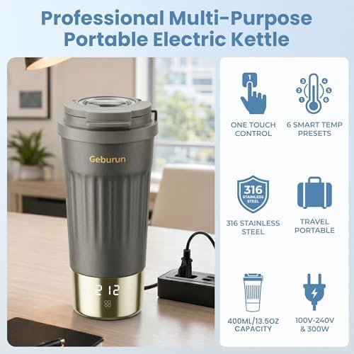 100-240V Travel Portable Electric Kettle 13.5oz 316SS 6 Temperature Control - Image 4