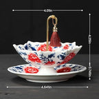 Chinese Blue and White Porcelain Tea Infuser - Umbrella Shape Ceramic Loose Leaf Tea Strainer with Rotating Filter, Traditional Kung Fu Accessories, Elegant Kung Fu Brewing Tool for Teapot or Cup(Red) - Image 5