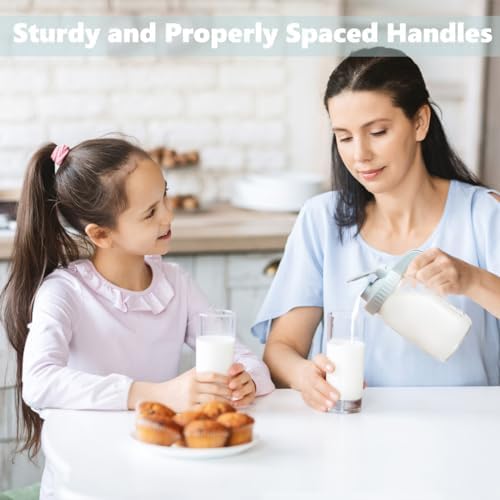 32oz Glass Pitcher with Lid & V-shaped Pour Spout - 1 Quart Double Leak Proof, Creamer Container for Sun Tea, Juice, Cold Brew Coffee, Breastmilk Storage Container - Image 4