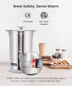 SYBO SR-CP100BG Commercial Coffee Urn & Hot Beverage Dispenser, Fast Brew, Keeps Warm – Ideal for Coffee, Tea, Water at Events & Catering, 100-Cup 16 L, Grey - Image 5