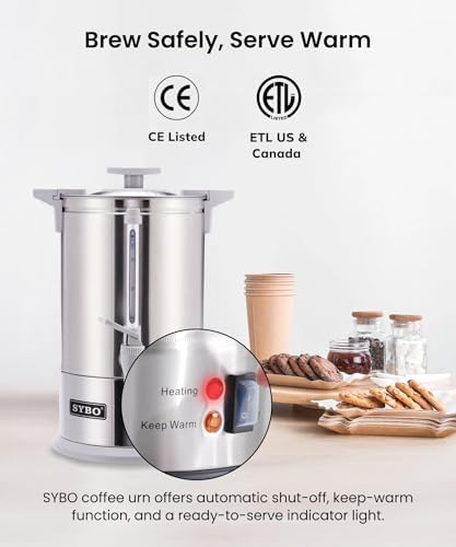 SYBO SR-CP100BG Commercial Coffee Urn & Hot Beverage Dispenser, Fast Brew, Keeps Warm – Ideal for Coffee, Tea, Water at Events & Catering, 100-Cup 16 L, Grey - Image 5