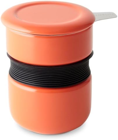 FORLIFE Curve Asian Style Tea Cup with Infuser and Lid 12 ounces, Carrot by Unknown