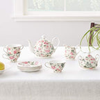 Gracie China by Coastline Imports Pink Rose Bouquet Rose Chintz 11-Piece Tea Set - Image 7