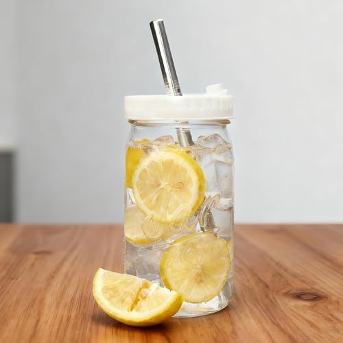 Mapoxy 32oz Mason Jars Cups with Plastic Lids & Straws 6 Pack - Image 6