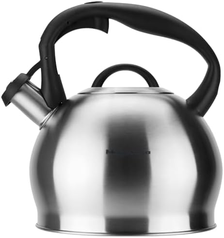 Magefesa Silver 3.1-Quart Stainless Steel Whistling Tea Kettle, Satin-Polished Exterior, Drip-Free Pouring System, Suitable for All Stovetops Including Induction, Removable Lid, Teapot by Magefesa
