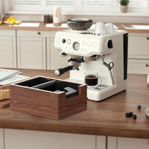 Espresso Knock Box, Coffee Knock Box with Durable Knock Bar and Non-Slip Base, Knock Box for Machine Accessories (Wooden Base) - Image 7