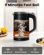 Small Kettle Electric, 0.8L Double Wall Portable Travel Kettle with 304 Stainless Steel, 600W Mini Hot Water Boiler with Auto Shut-off, Fast Boil, BPA-Free - Image 4