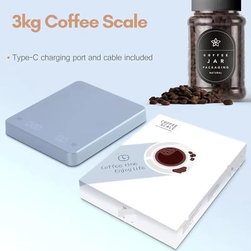 Mini Coffee Scale with Timer, 2kg/0.1g Precision Rechargeable Scale, LED Touch Screen & 4 Modes, for Espresso, Pour-Over Coffee & Kitchen Use(Blue) - Image 3