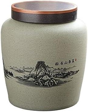 HEXEH Tea Tins Handmade Rough Pottery Loose Leaf Tea Storage Jar Ceramic Large Sealed Jar for Coffee Tea Sugar Tea Storage Container (Color : E) by Unknown
