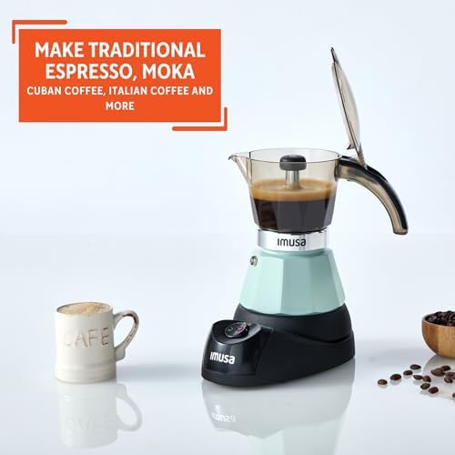IMUSA 3 or 2 Cup Electric Espresso Maker with Cool-touch Handle, Mint - Image 5