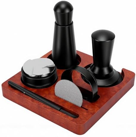 7 PCS Espresso Accessories Kit, 51mm Coffee Tamper with Tamping Station, WDTs Tool, Dosing Funnel, Distributor, Dosing Funnel, Brush and Puck Screen, Versatile for Home by Unknown