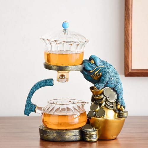 YUDIZWS Lazy Kungfu Drip Teapot,Heat Resistant Tea Set,Sturdy High Borosilicate Glass Teapot,Magnetic Water Diversion Semi-Automatic Teapot Set Magic Tea Set of Holiday Gifts,Fortune tea set - Image 6