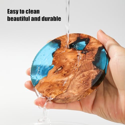 Drink Coaster Set, Wooden Bar Coasters, Resin Coaster for Coffee Table, Tabletop Decorative Artwork, Unique, Handmade & Aesthetically Pleasing for Home, Office, Bar Decor,Coasters Set of 4 - Image 3
