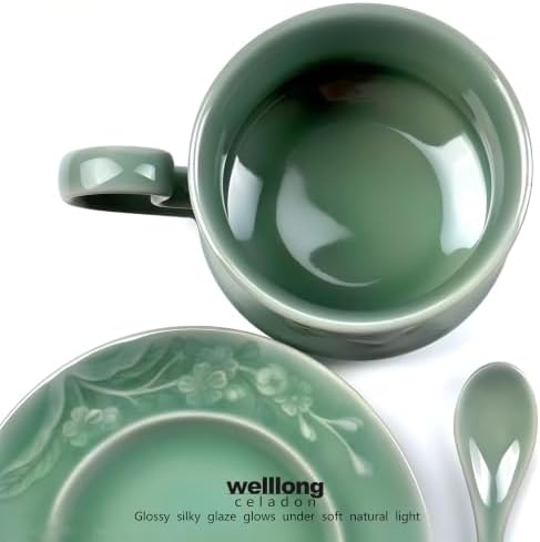 Vintage Design 10 oz Ceramic Latte Art Cappuccino Barista Cup with Saucer - Image 5