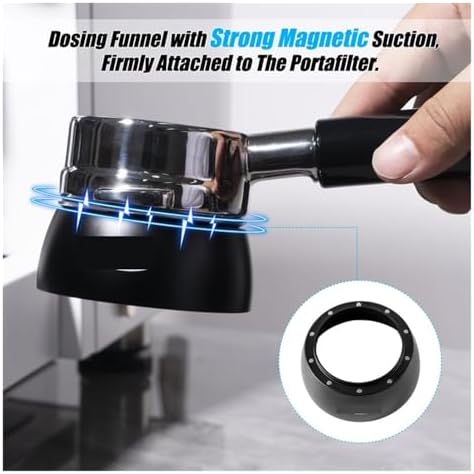 Magnetic Dosing Funnel Set,Espresso Dosing Ring & Puck Screen 58MM Bottomless Portafilter With 10 Magnet(51mm,Black) - Image 2