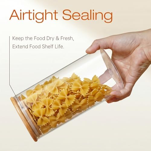 32 oz Round Glass Food Storage Containers with Airtight Bamboo Lids, 4 Pack - Image 5