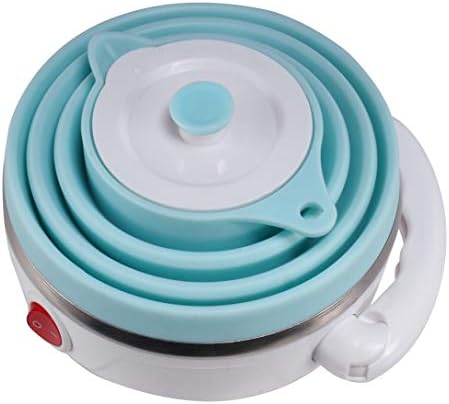 Travel Foldable Electric Kettle, Collapsible Electric Kettle Food Grade Silicone Small Pot Boiling water,Dual Voltage（600ml,110-220V US Plug） (Blue) - Image 4