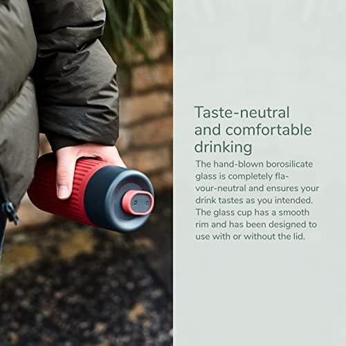 BLACK + BLUM Glass Travel Cup | Durable, Lightweight On-the-Go Tumbler, Lid Lock, Leak-proof - Perfect for Hot & Cold Drinks | Fits in Bike Bottle Cages & Car Cup Holders | Slate, 11 oz / 340ml - Image 5