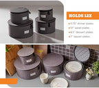 storageLAB 4-Piece Quilted China Plate Storage Set | Felt Dividers | Gray - Image 3