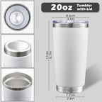 20oz Tumbler with Lid Stainless Steel Tumblers Insulated Mug White 12P - Image 5