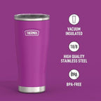 THERMOS Icon Series 24oz Stainless Steel Tumbler with Slide Lock Lid, Leakproof, Fits Cupholder, Dishwasher Safe, Griptec™ Non‑Slip Base, Keeps Drinks Hot 6 Hrs/Cold 22 Hrs, Plum - Image 2