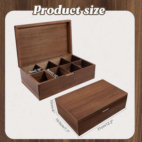 Acacia Wood Tea Bag Organizer Box – 8-Compartment Tea Storage Container Tea Caddy Holder with Removable Dividers – Rustic Tea Chest for Kitchen Counter, Coffee & Tea Station, Gifts - Image 5
