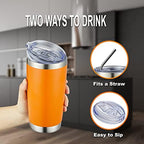 COMOOO 20oz Tumbler Bulk Double Wall Vacuum Insulated Travel Mug, Stainless Steel Tumbler with Lid and Straw Durable Powder Coated Insulated Coffee Cup for Cold & Hot Drinks (Orange, 4 pack - Image 4