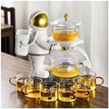 YUDIZWS Teapot for One Set, Astronaut Moon Teapot Set Kungfu Magic Tea Set Glass Magnetic Teapot Semi-Automatic Water Guide Magnetic Teapot with Infuser Heat-Resistant,B by YUDIZWS