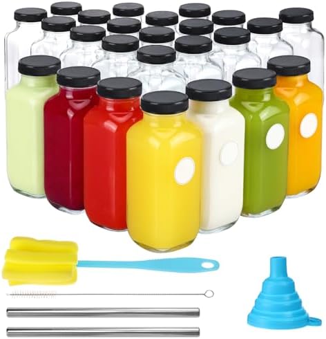 CUCUMI 24pcs 16oz Glass Juice Bottles with Lids by CUCUMI