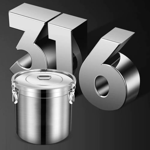Storage Bucket with lids, Metal Bucket, 316 Stainless Steel Airtight Canister for Kitchen, Canisters Container with Lids and Sturdy Locking Clamp for Rice,Grain,Coffee Bean,Dog Food(33L/8.72Gal) - Image 2