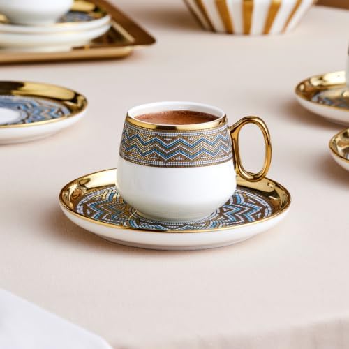 KARACA Suadiye 12 Piece Turkish Coffee Cup Set for 6, 90ml - Image 2