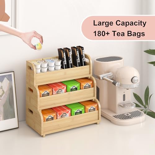 3-Tier Bamboo Tea Bag Organizer, Stackable Tea Holder for Countertop - Image 5