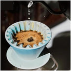 Compatible With Travel，Barista Accessories,Pour Over Coffee Maker Ceramic Cake Coffee Filter Dripper Reusable Filter Cone Drip Holder(2-4Cup Blue) - Image 2