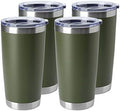 HASLE OUTFITTERS 20oz Stainless Steel Tumblers Bulk, Insulated Travel Cup with Lid, Double Wall Vacuum Coffee Mug for Cold & Hot Drinks 4 Pack, Army Green by HASLEOUTFITTERS
