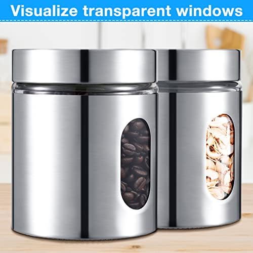 Mimorou 6 Pack 20 oz Stainless Steel Kitchen Canisters with Window, Silver - Image 4