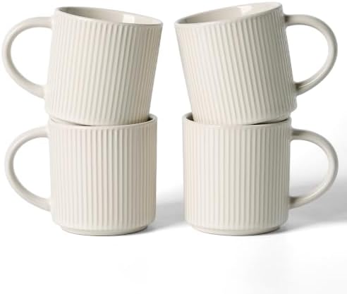 famiware Coffee Mug Set of 4, Star 12 oz Ceramic Mugs Cups Set with Handle by Famiware