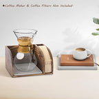 ELLDOO Vintage Wood Coffee Organizer Stand, Compatible with Chemex Coffee Makers, Holds Coffee Maker and Coffee Paper Filters, Fits Collar and Handle Carafes, with Grey Silicone Dripper Mat - Image 3
