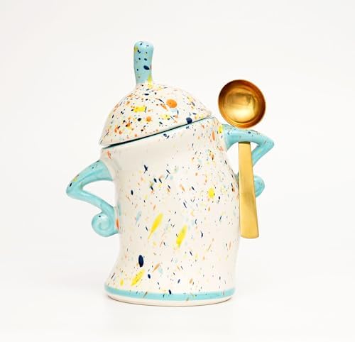 Canister with Attitude - 1.2L Airtight Sassy Canister, Ceramic Storage Canister with Lid for Kitchen, Sugar, Flour, Coffee | Decorative & Funny Ceramic Canister Set (Cyan) by Unknown