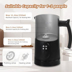 Electric Milk Frother, 4 in 1 Milk Steamer with Two Frothing Whisks, Saicefe 11.8oz/350ml Automatic Warm and Cold Foam Maker for Coffee, Latte, Cappuccino, Macchiato, Hot Chocolate (Black) - Image 4