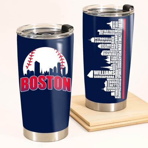 Schian Boston City Skyline Legends Baseball Tumbler - 20 Oz Stainless Steel Insulated Travel Mug With Lid - Novelty Gift For Fans - Mother's Day, Father's Day, Birthday, Christmas by Schian