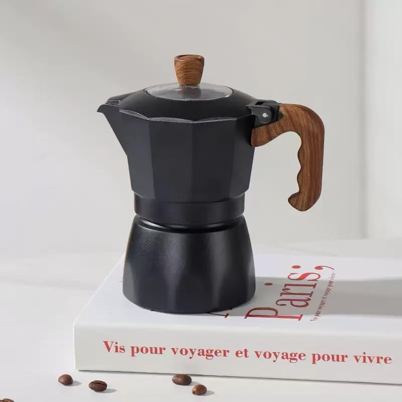 Stovetop Espresso Maker Moka Pot 4 Cup Italian Coffee Maker Color Black - Image 2