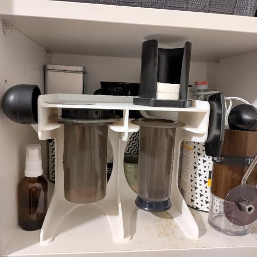 Versatile Stand & Storage Box for Standard Aeropress Coffee Makers - Ideal for Air Drying, Organizing, and Featuring Dedicated Slots for Scoop, Mixer, and Paper Cups (White) by Unknown